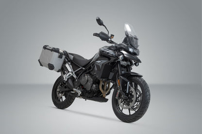 TRAX ADV aluminum case system + Akrapovic Silver. 45/37 l. Triumph Tiger 900 (19-23).
