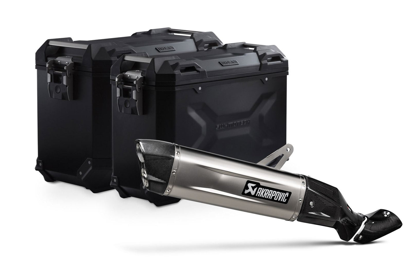 TRAX ADV aluminum case system + Akrapovic Black. 45/37 l. Kawasaki KLE500/KLE500 SE (26-).