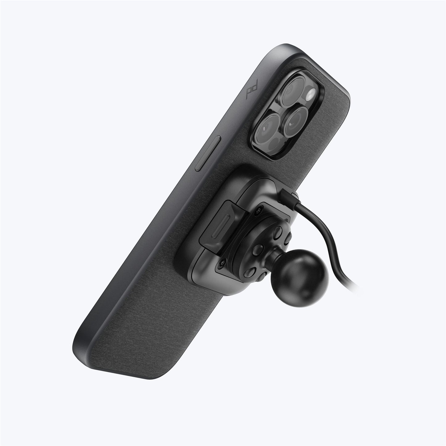 Mobile Motorcycle Mount 1" Ball Adapter: Locking & Charging Black