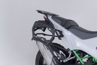 TRAX ADV aluminum case system + Akrapovic Silver. 45/37 l. Kawasaki KLE500/KLE500 SE (26-).