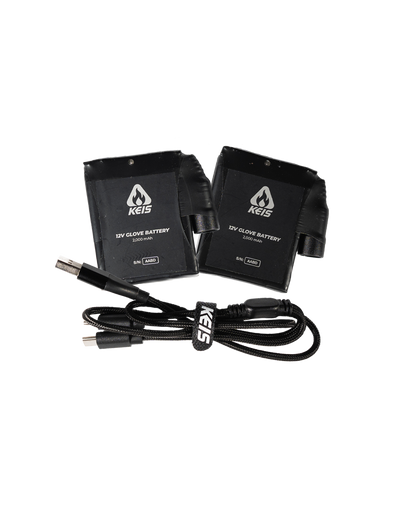 Keis 4000mAh 12V Gloves Battery Set with Multinational Charger (pre-2020 gloves with power socket)