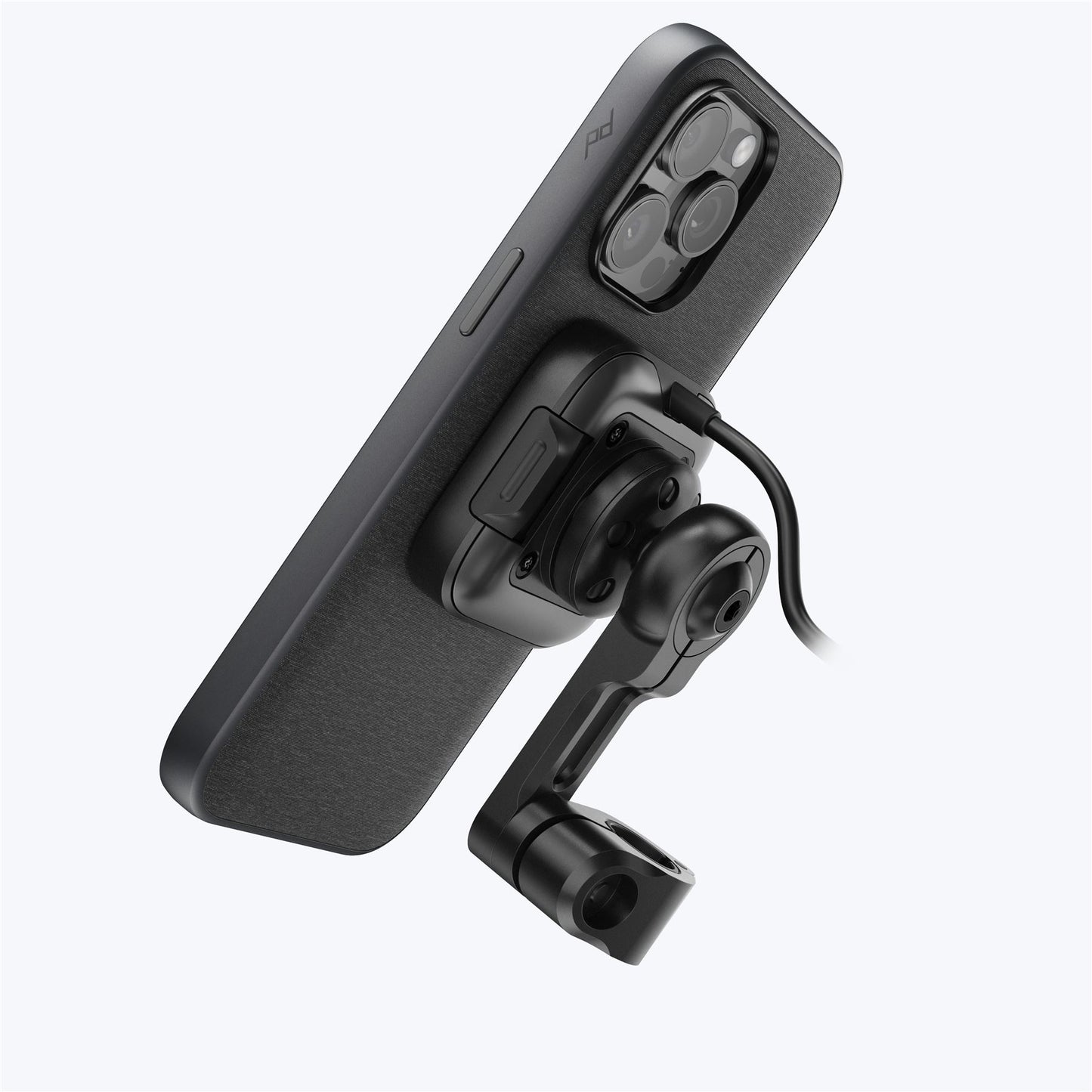 Mobile Motorcycle Mount Mirror Mount: Charging Black