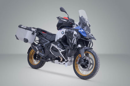 TRAX ADV aluminium case system + Akrapovic Silver. 45/45 l. BMW R 1300 GS Adv. (24-).