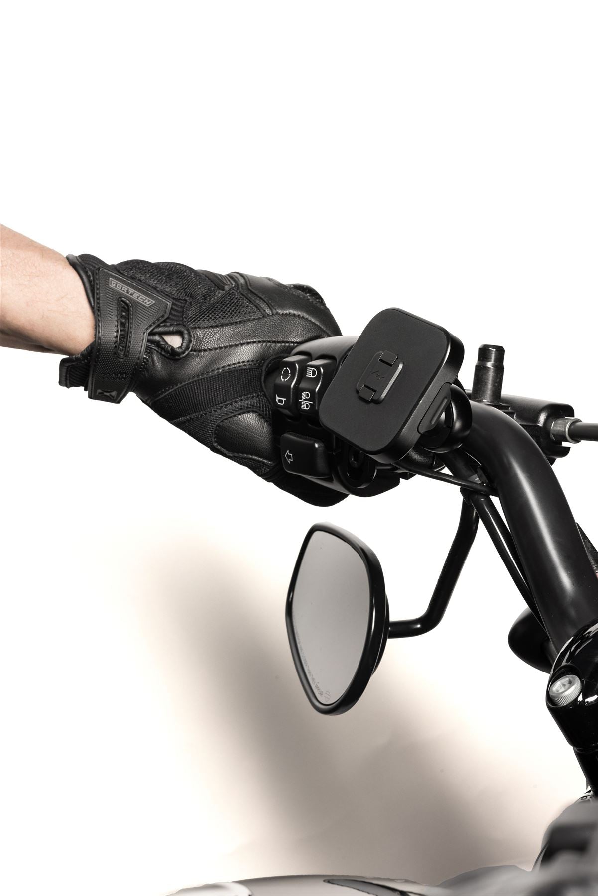 Mobile Motorcycle Mount Brake/Clutch Mount: Charging Black