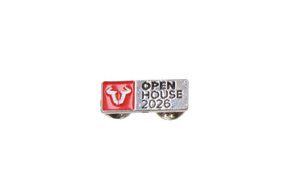 Pin OPEN HOUSE 2026 11.7 mm x 30.0 mm. Multicolored. Pin-on.