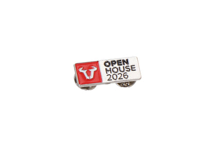 Pin OPEN HOUSE 2026 11.7 mm x 30.0 mm. Multicolored. Pin-on.